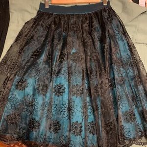 Dark Teal/Black embroidered skirt